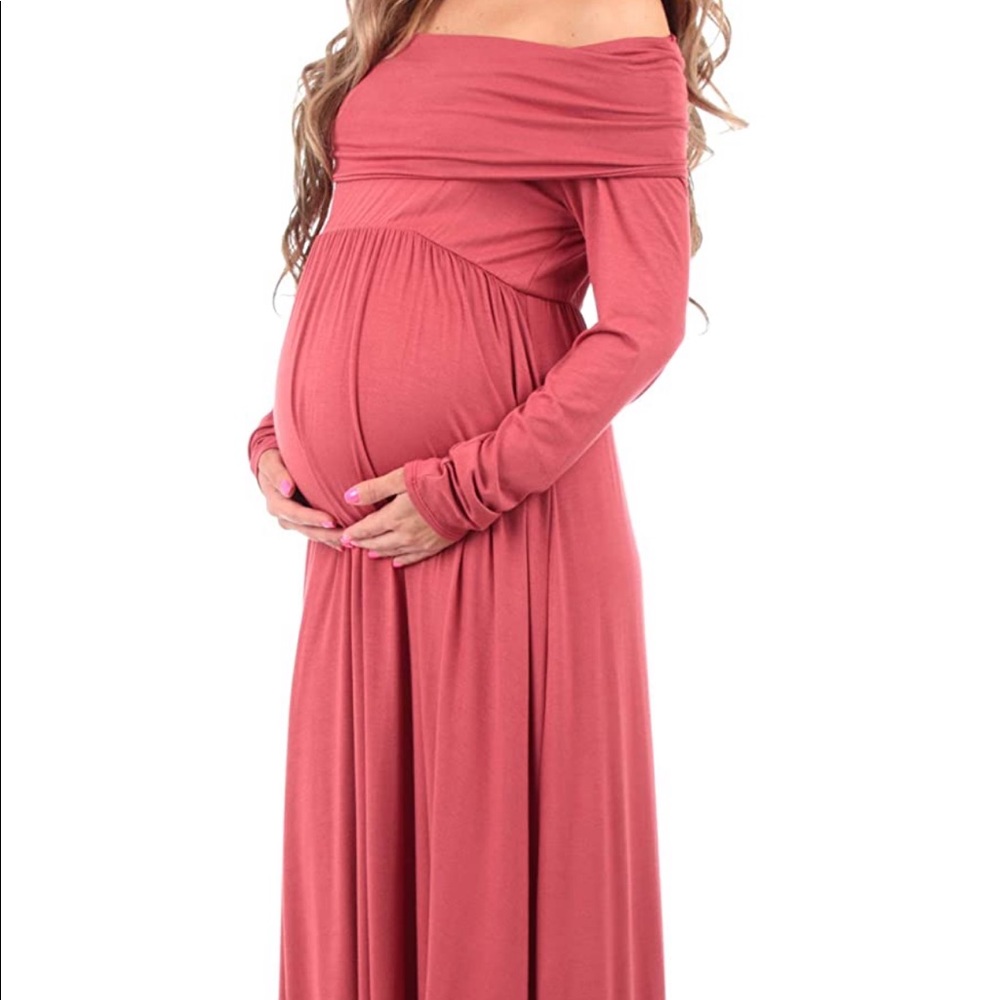 Cowl neck/ off shoulder Maternity photoshoot dress